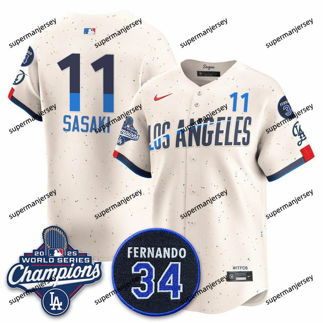 Los Angeles Dodgers 2025 World Series Champions   Jersey - All Stitched Rōki Sasaki     11