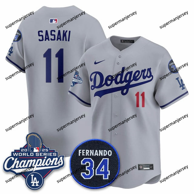 Los Angeles Dodgers 2025 World Series Champions   Jersey - All Stitched Rōki Sasaki    11