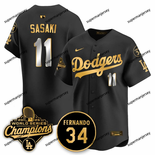 Los Angeles Dodgers 2025 World Series Champions   Jersey - All Stitched Rōki Sasaki11