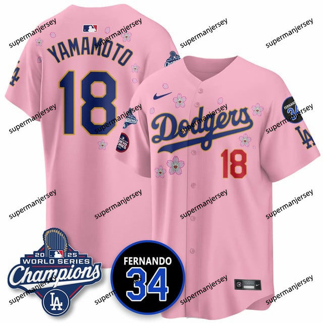 Los Angeles Dodgers 2025 World Series Champions   Jersey - All Stitched Yoshinobu Yamamoto       18