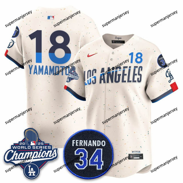 Los Angeles Dodgers 2025 World Series Champions   Jersey - All Stitched Yoshinobu Yamamoto     18