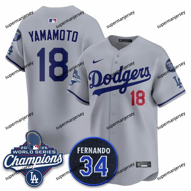 Los Angeles Dodgers 2025 World Series Champions   Jersey - All Stitched Yoshinobu Yamamoto    18