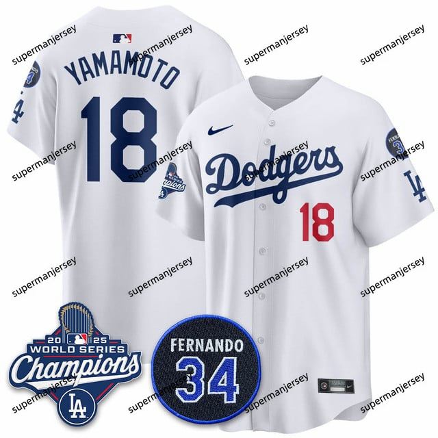 Los Angeles Dodgers 2025 World Series Champions   Jersey - All Stitched Yoshinobu Yamamoto   18