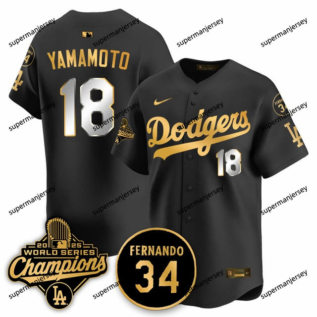 Los Angeles Dodgers 2025 World Series Champions   Jersey - All Stitched Yoshinobu Yamamoto 18