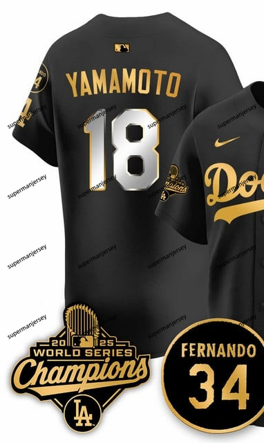 Los Angeles Dodgers 2025 World Series Champions   Jersey - All Stitched Yoshinobu Yamamoto 18_副本