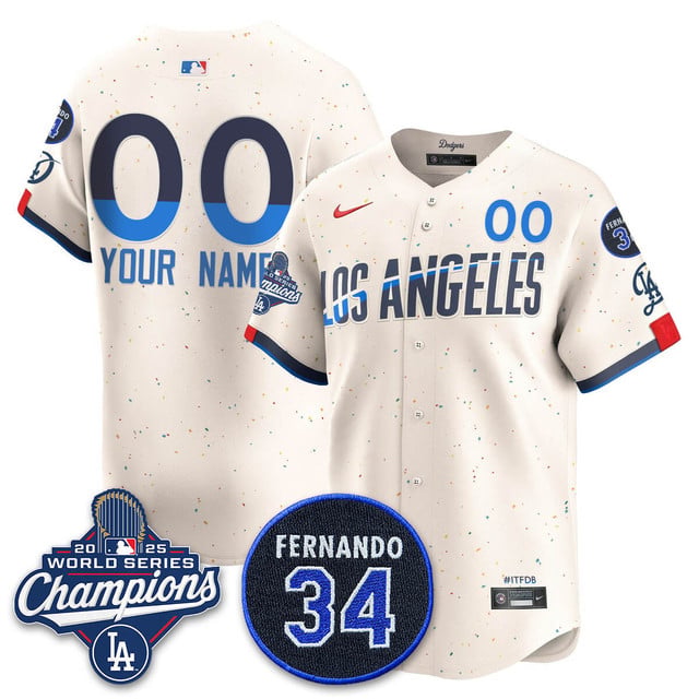 Los Angeles Dodgers 2025 World Series Champions Custom Jersey city connect