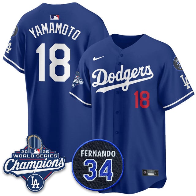 Los Angeles Dodgers 2025 World Series Champions Jersey #18 Yoshinobu Yamamoto
