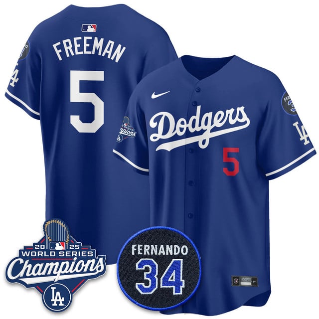 Los Angeles Dodgers 2025 World Series Champions Jersey #5 Freddie Freeman
