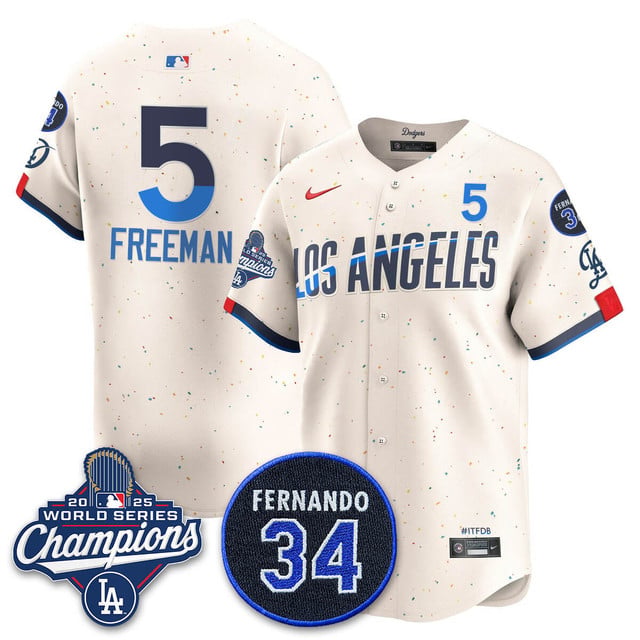 Los Angeles Dodgers 2025 World Series Champions Jersey city connect #5 Freddie Freeman