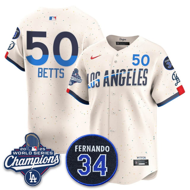 Los Angeles Dodgers 2025 World Series Champions Jersey city connect #50 Mookie Betts