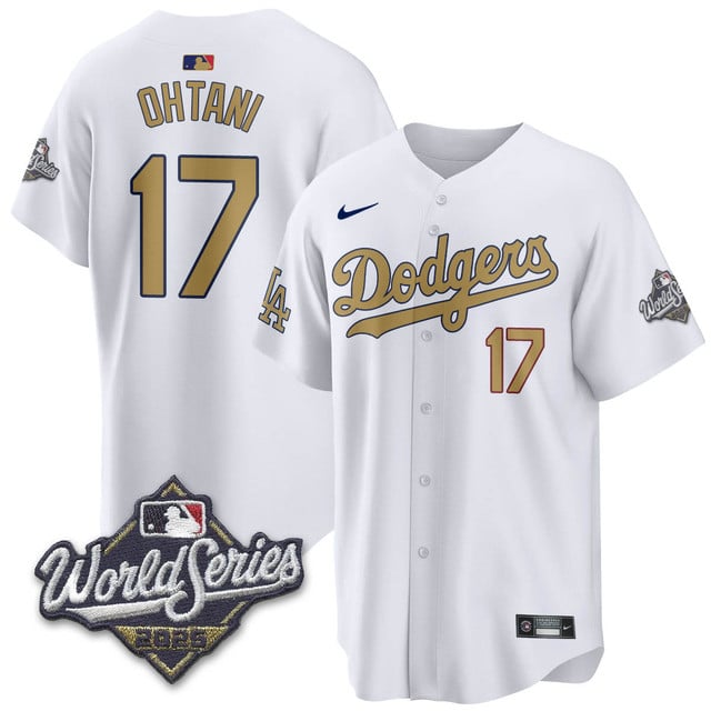Los Angeles Dodgers 2025 World Series Jersey gold #17 Shohei Ohtani
