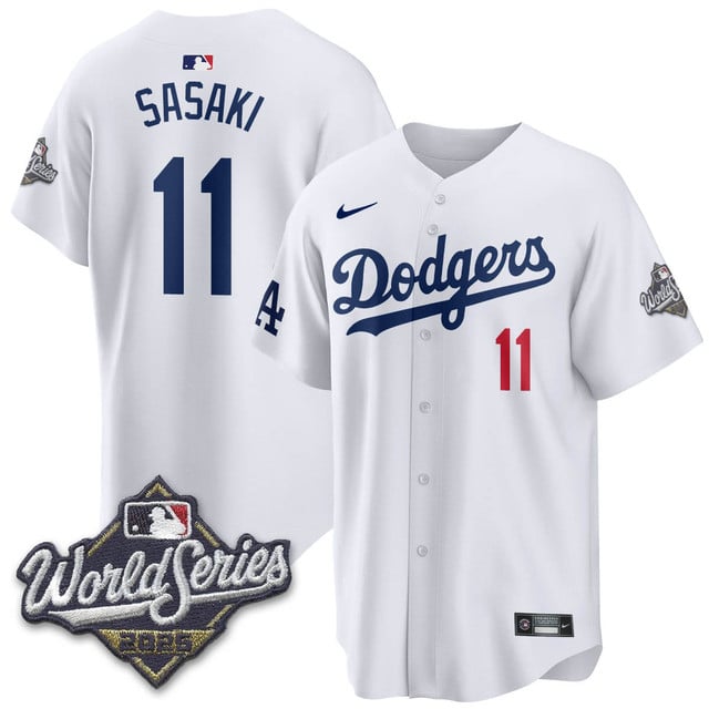 Los Angeles Dodgers 2025 World Series Jersey white #11 Roki Sasaki