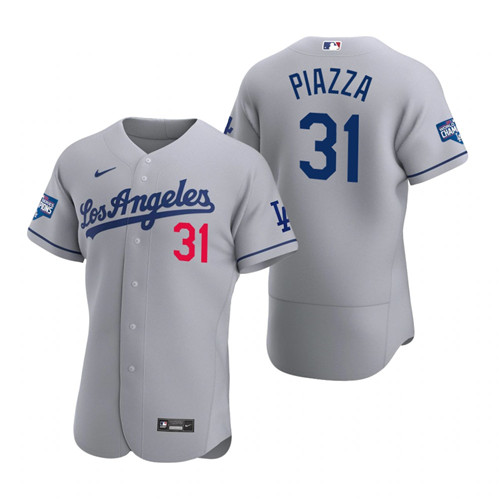 Los Angeles Dodgers 31 Mike Piazza Gray 2020 World Series Champions Road Authentic Jersey