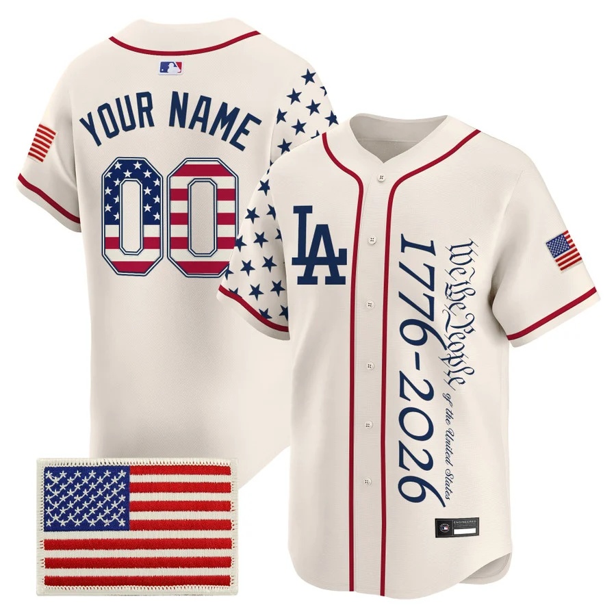 Los Angeles Dodgers America 250 Edition Vapor Premier Limited Custom Jersey V2 CREAM