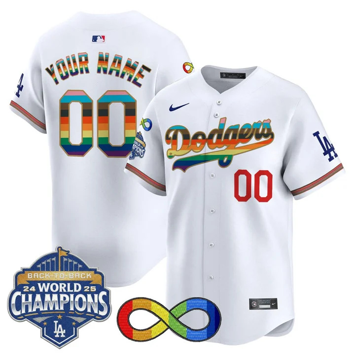 Los Angeles Dodgers Autism Custom White Jersey 2