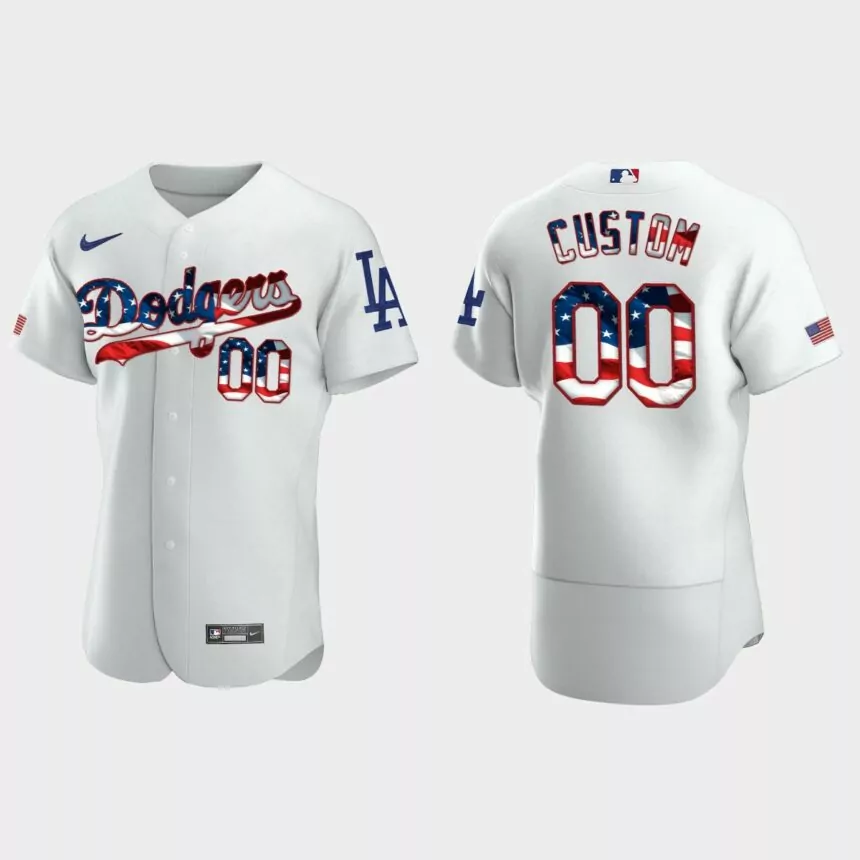 Los Angeles Dodgers Custom 2020 Stars 4th of July Jersey – White