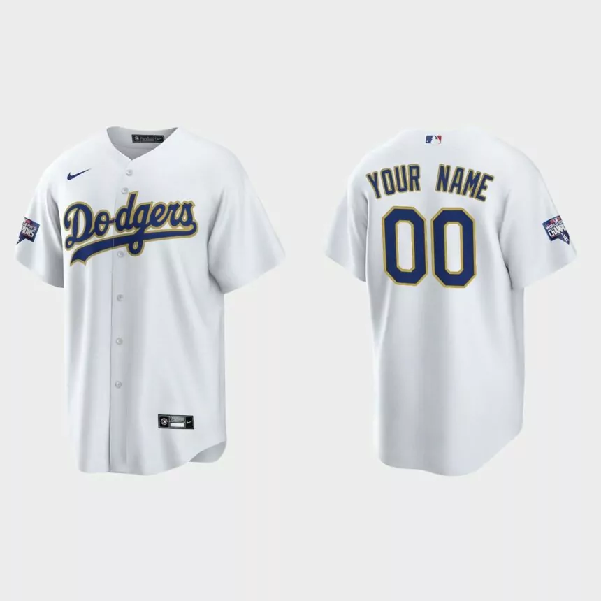 Los Angeles Dodgers Custom 2021 Gold Program White Gold Replica Jersey