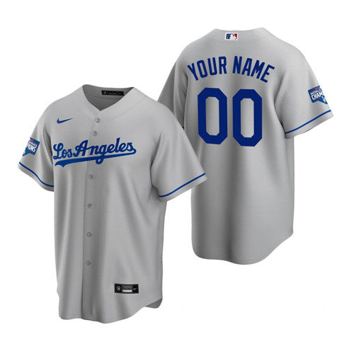 Los Angeles Dodgers Custom Gray 2020 World Series Champions Road Replica Jersey