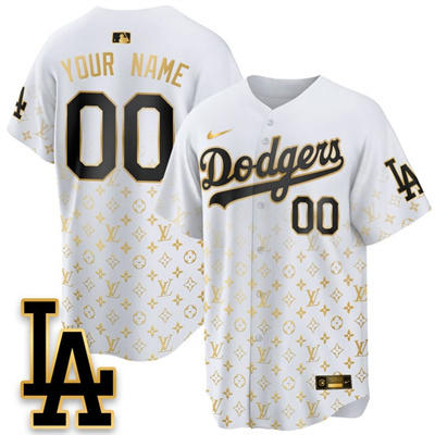 Los Angeles Dodgers Custom Luxury Jersey white gold