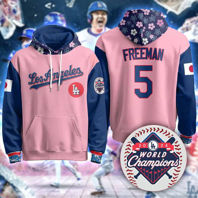 Los Angeles Dodgers Japanese Heritage Night Hoodie CHERRY BLOSSOM #5 FREDDIE FREEMAN.webp
