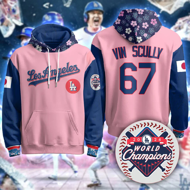 Los Angeles Dodgers Japanese Heritage Night Hoodie CHERRY BLOSSOM #67 VIN SCULLY.webp