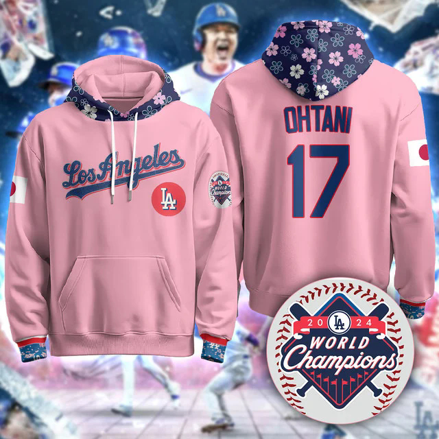 Los Angeles Dodgers Japanese Heritage Night Hoodie PINK #17 SHOHEI OHTANI.webp