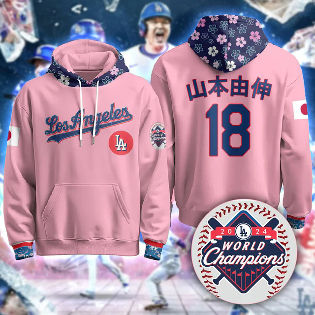 Los Angeles Dodgers Japanese Heritage Night Hoodie PINK #18.webp