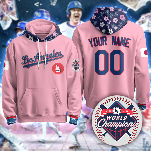 Los Angeles Dodgers Japanese Heritage Night Hoodie PINK CUSTOM.webp