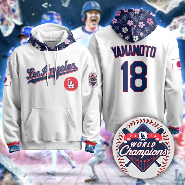 Los Angeles Dodgers Japanese Heritage Night Hoodie WHITE #18 YAMAMOTO.webp
