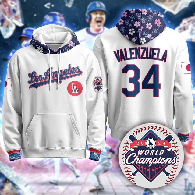 Los Angeles Dodgers Japanese Heritage Night Hoodie WHITE #34 FERNANDO VALENZUELA.webp
