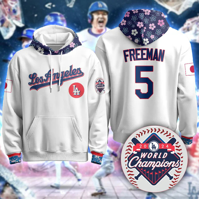 Los Angeles Dodgers Japanese Heritage Night Hoodie WHITE #5 FREDDIE FREEMAN.webp