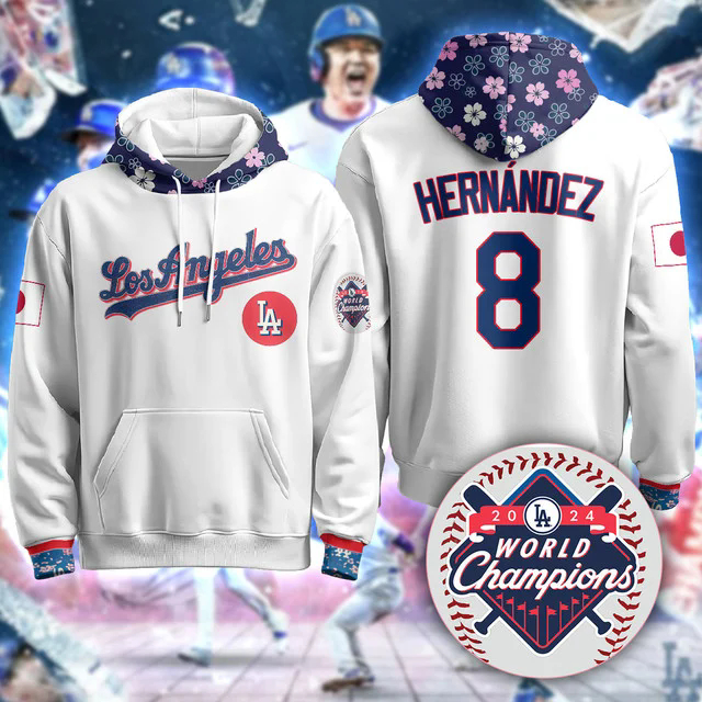 Los Angeles Dodgers Japanese Heritage Night Hoodie WHITE #8 KIKE HERNANDEZ.webp