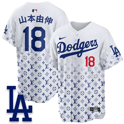 Los Angeles Dodgers Luxury Jersey white #18 Yoshinobu Yamamoto (kanji)