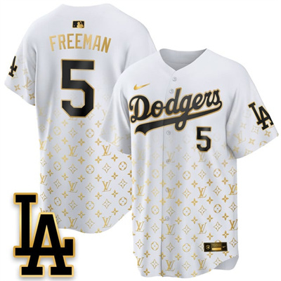 Los Angeles Dodgers Luxury Jersey white gold #5 Freddie Freeman