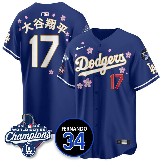 Los Angeles Dodgers Tokyo 2025 World Series Champions Jersey #17 Shohei Ohtani (kanji)