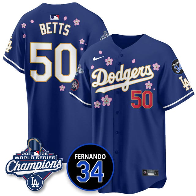 Los Angeles Dodgers Tokyo 2025 World Series Champions Jersey #50 Mookie Betts