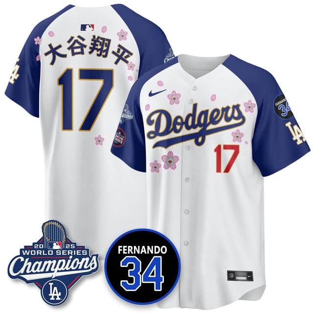 Los Angeles Dodgers Tokyo 2025 World Series Champions Jersey alternate #17 Shohei Ohtani (kanji)