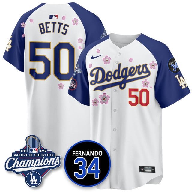 Los Angeles Dodgers Tokyo 2025 World Series Champions Jersey alternate #50 Mookie Betts