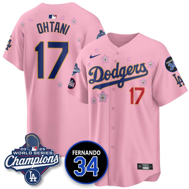 Los Angeles Dodgers Tokyo 2025 World Series Champions Jersey pink #17 Shohei Ohtani