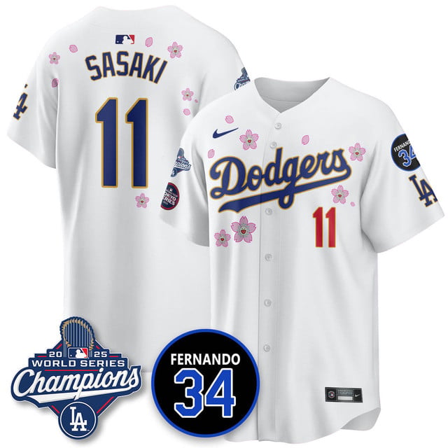 Los Angeles Dodgers Tokyo 2025 World Series Champions Jersey white #11 Roki Sasaki