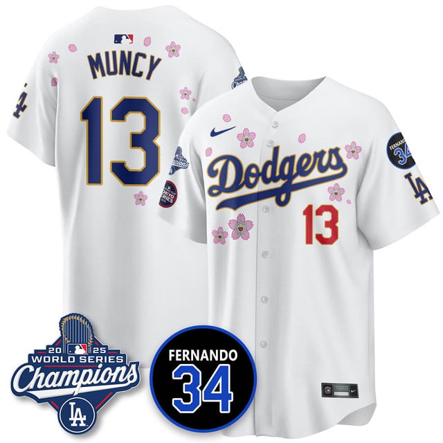 Los Angeles Dodgers Tokyo 2025 World Series Champions Jersey white #13 Max Muncy