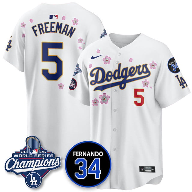 Los Angeles Dodgers Tokyo 2025 World Series Champions Jersey white #5 Freddie Freeman