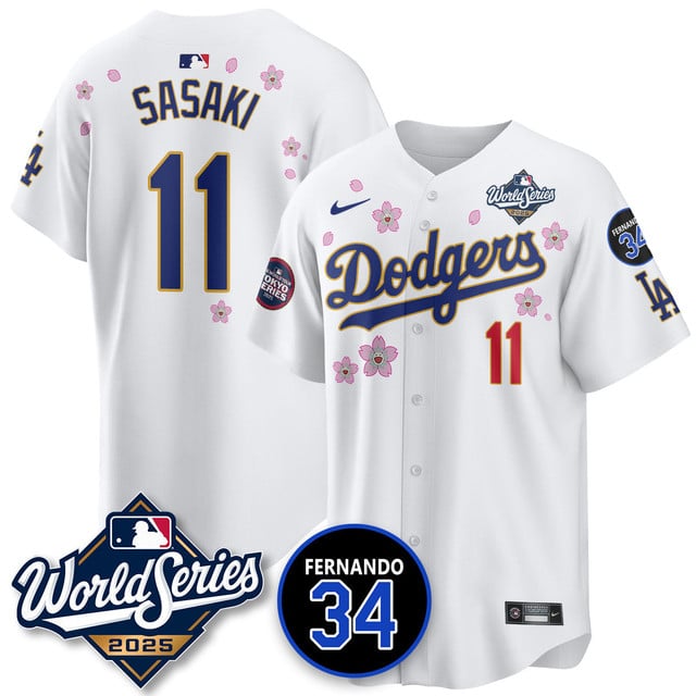 Los Angeles Dodgers Tokyo Series 2025 NL Champions Jersey #11 Roki Sasaki