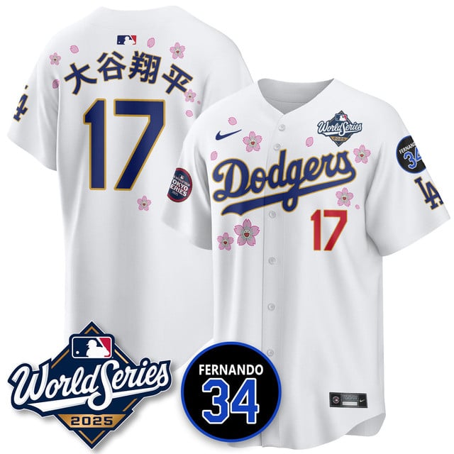 Los Angeles Dodgers Tokyo Series 2025 NL Champions Jersey #17 Shohei Ohtani (kanji)