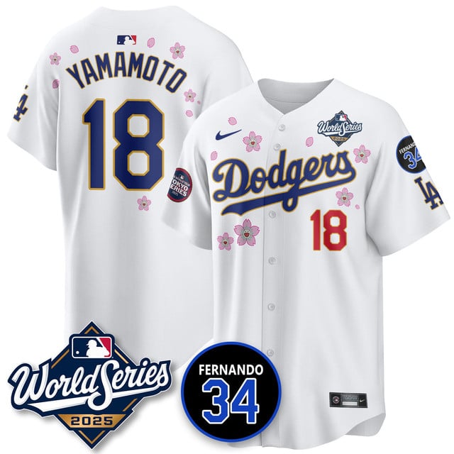 Los Angeles Dodgers Tokyo Series 2025 NL Champions Jersey #18 Yamamoto
