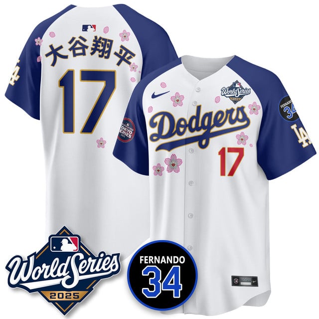 Los Angeles Dodgers Tokyo Series 2025 NL Champions Jersey alternate #17 Shohei Ohtani (kanji)