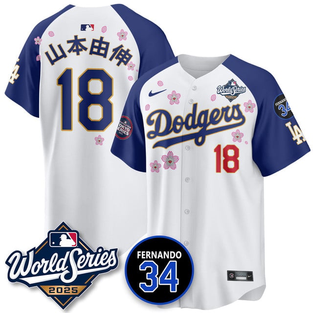 Los Angeles Dodgers Tokyo Series 2025 NL Champions Jersey alternate #18 Yamamoto (kanji)