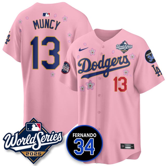 Los Angeles Dodgers Tokyo Series 2025 NL Champions Jersey pink #13 Max Muncy