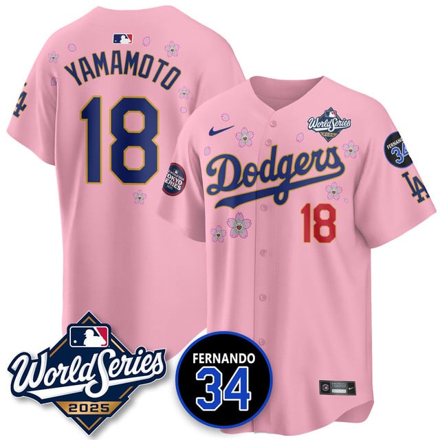 Los Angeles Dodgers Tokyo Series 2025 NL Champions Jersey pink #18 Yamamoto
