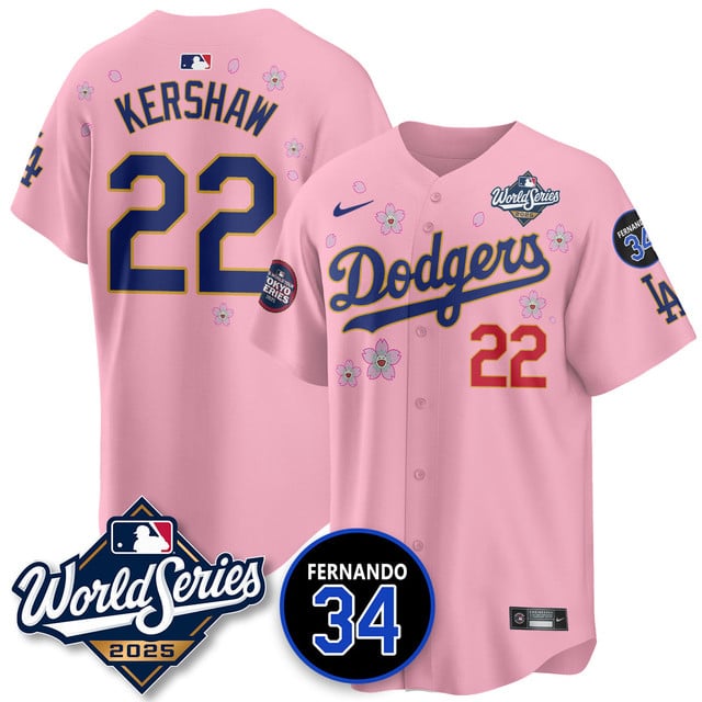 Los Angeles Dodgers Tokyo Series 2025 NL Champions Jersey pink #22 Clayton Kershaw